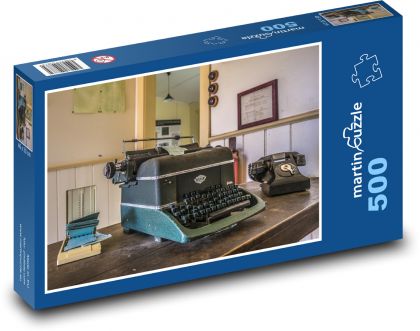 Starý písací stroj - kancelária - Puzzle 500 dielikov, rozmer 46x30 cm 