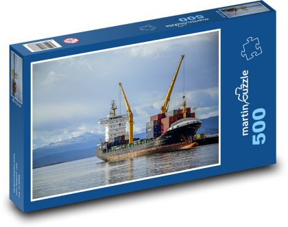 Port - crane, ship - Puzzle of 500 pieces, size 46x30 cm 