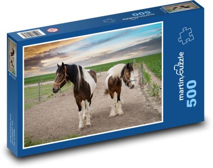 Farma - koně, zvířata - Puzzle 500 dílků, rozměr 46x30 cm