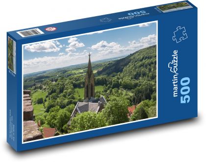 Krajina - kostelní věž - Puzzle 500 dílků, rozměr 46x30 cm