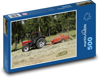 Traktor - sečení, seno - Puzzle 500 dílků, rozměr 46x30 cm