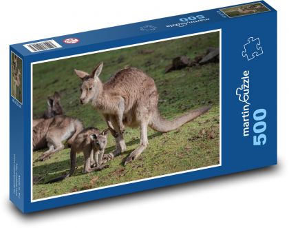 Kangur wschodni - młode, zwierzęta - Puzzle 500 elementów, rozmiar 46x30 cm