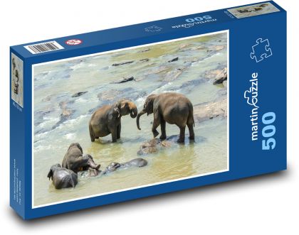 Elephants - Sri Lanka, animal - Puzzle of 500 pieces, size 46x30 cm 