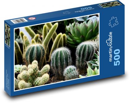 Kaktusy - rośliny doniczkowe, kwiaty - Puzzle 500 elementów, rozmiar 46x30 cm