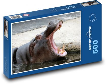 Hippopotamus - animal, mouth - Puzzle of 500 pieces, size 46x30 cm 