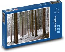 Stromy v zimě - les, sníh Puzzle 500 dílků - 46 x 30 cm