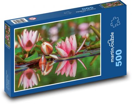 Lekno - kvet, rybník - Puzzle 500 dielikov, rozmer 46x30 cm 