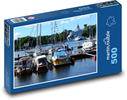 Lodě - přístav, Švédsko - Puzzle 500 dílků, rozměr 46x30 cm