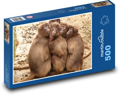 Paviáni - opice, zvířata - Puzzle 500 dílků, rozměr 46x30 cm