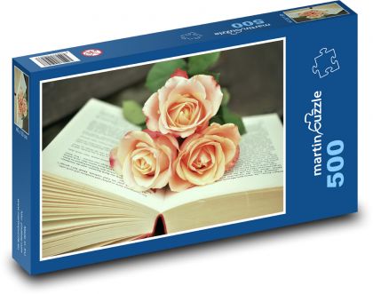 Pages book - roses, read - Puzzle of 500 pieces, size 46x30 cm 