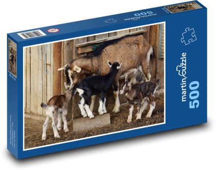Kozy - dzieci, zwierzęta - Puzzle 500 elementów, rozmiar 46x30 cm