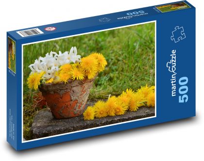 Pampeliška - květináč, jaro - Puzzle 500 dílků, rozměr 46x30 cm