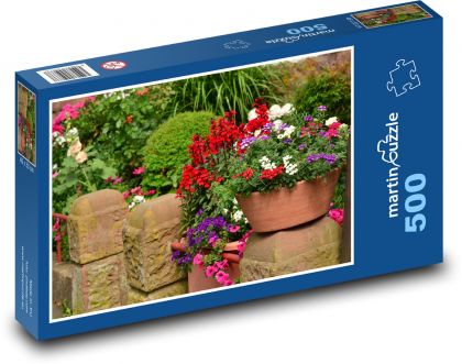 Kwiaty letnie - kwiaty balkonowe, ogrodowe - Puzzle 500 elementów, rozmiar 46x30 cm