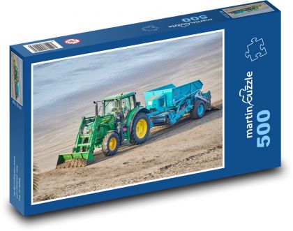 Traktor - sprzątanie plaży, morza - Puzzle 500 elementów, rozmiar 46x30 cm