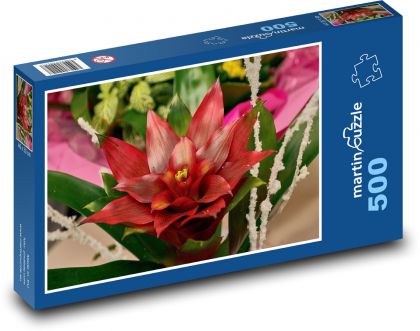 Červená kvetina - kvet, záhrada - Puzzle 500 dielikov, rozmer 46x30 cm 
