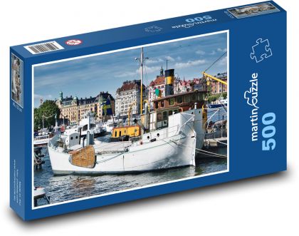 Loď - prístav, Štokholm - Puzzle 500 dielikov, rozmer 46x30 cm 