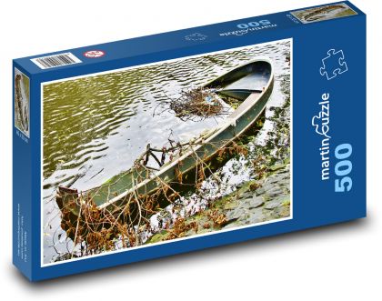 Opustená loď - jazero, rieka - Puzzle 500 dielikov, rozmer 46x30 cm 