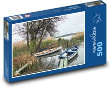 Lode - rybolov, rieka Puzzle 500 dielikov - 46 x 30 cm 