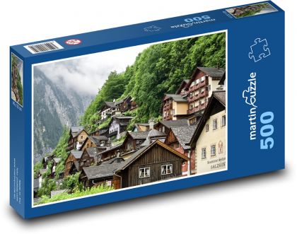 Hallstatt - Rakúsko, domy - Puzzle 500 dielikov, rozmer 46x30 cm 