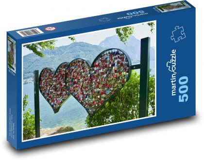 Padlocks - love, heart - Puzzle of 500 pieces, size 46x30 cm 