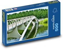 Most - ocelová konstrukce, řeka Puzzle 500 dílků - 46 x 30 cm