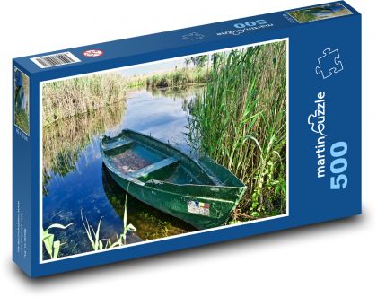 Loď - bažina, rákosí - Puzzle 500 dílků, rozměr 46x30 cm