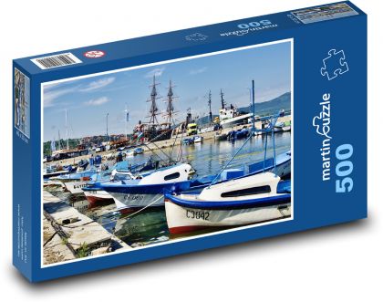Lode - prístav, rybolov - Puzzle 500 dielikov, rozmer 46x30 cm 