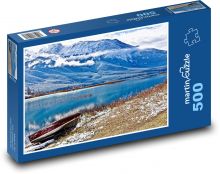 Jezero - sníh, hory Puzzle 500 - 46x30 cm