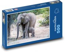 Slony - matka a mláďa Puzzle 500 dielikov - 46 x 30 cm 