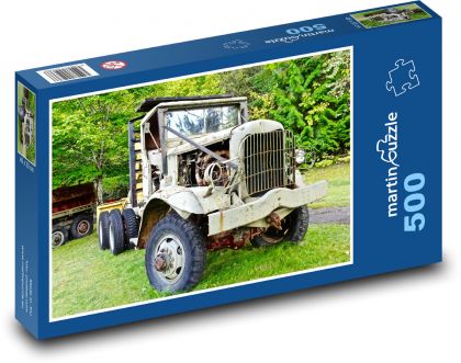 Nákladní vůz - staré auto, motor  - Puzzle 500 dílků, rozměr 46x30 cm