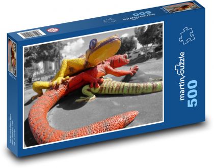 Lizards - geckos, statues - Puzzle of 500 pieces, size 46x30 cm 