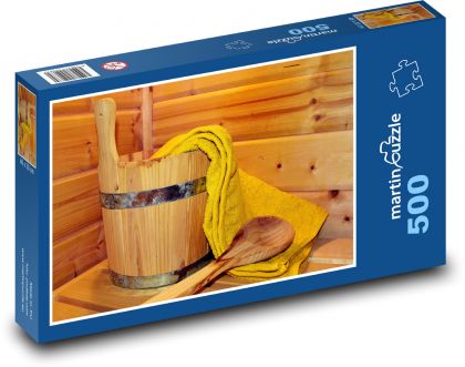 Dřevěná sauna - wellness, odpočinout si - Puzzle 500 dílků, rozměr 46x30 cm