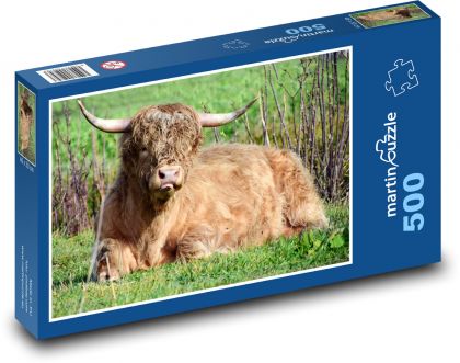 Býk - zviera, farma - Puzzle 500 dielikov, rozmer 46x30 cm 