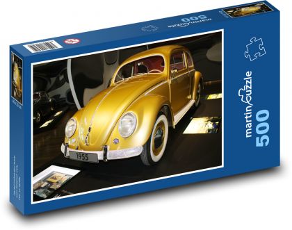 Golden car - VW Beetle, historical vehicle - Puzzle of 500 pieces, size 46x30 cm 