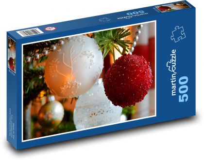 Vianočné ozdoby - dekorácie, vianoce - Puzzle 500 dielikov, rozmer 46x30 cm 