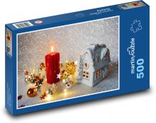 Vánoční svíčka - vánoce, dekorace Puzzle 500 dílků - 46 x 30 cm