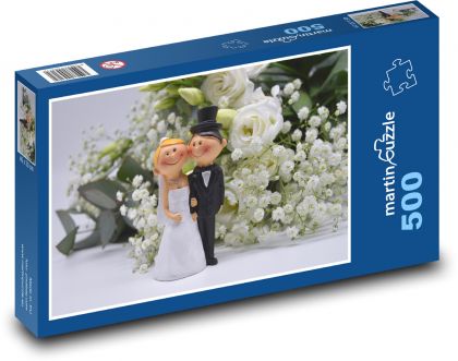 Para Młoda - dekoracje ślubne, bukiet - Puzzle 500 elementów, rozmiar 46x30 cm