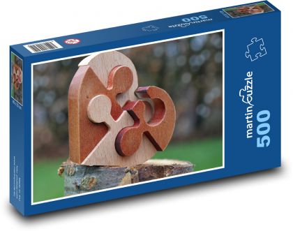 Wooden heart - decoration, puzzle - Puzzle of 500 pieces, size 46x30 cm 