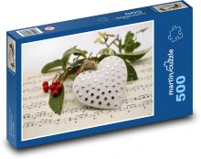 Noty - píseň, srdce Puzzle 500 dílků - 46 x 30 cm