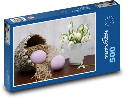 Veľkonočné vajcia - dekorácia, snežienka - Puzzle 500 dielikov, rozmer 46x30 cm 