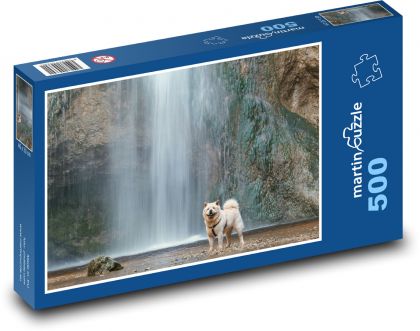 Dog, waterfall - Puzzle of 500 pieces, size 46x30 cm 