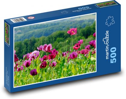 Vlčí mák - pole - Puzzle 500 dílků, rozměr 46x30 cm