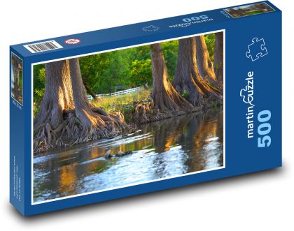 Cypress stream - river, trees - Puzzle of 500 pieces, size 46x30 cm 