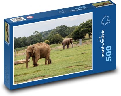 Sloni - safari, příroda - Puzzle 500 dílků, rozměr 46x30 cm