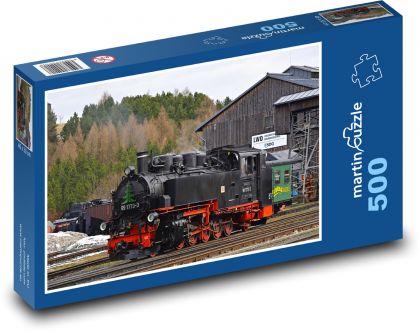 Steam locomotive - historical train, railway - Puzzle of 500 pieces, size 46x30 cm 