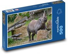 Nosorožec - voľne žijúcich živočíchov, safari Puzzle 500 dielikov - 46 x 30 cm 