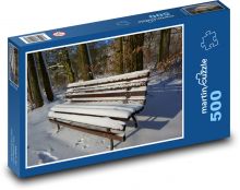 Lavička - sníh, zima Puzzle 500 - 46x30 cm