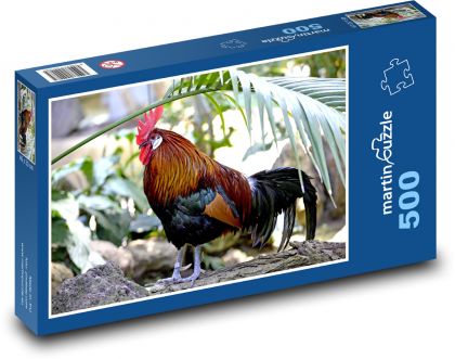 Rooster - feathers, bird - Puzzle of 500 pieces, size 46x30 cm 