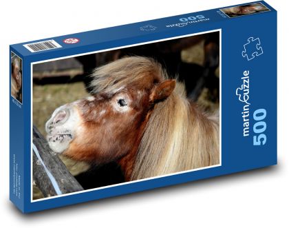 Shetlendský poník - žriebä, kôň - Puzzle 500 dielikov, rozmer 46x30 cm 