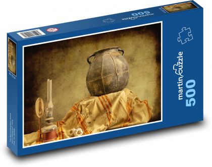 Alter Topf - Petroleumlampe, Knoblauch - Puzzle - 500 Teile